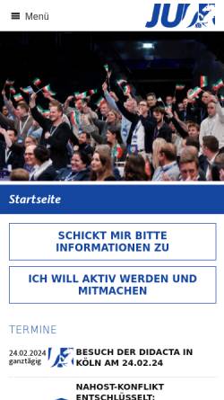 Vorschau der mobilen Webseite www.ju-nrw.de, Junge Union NRW