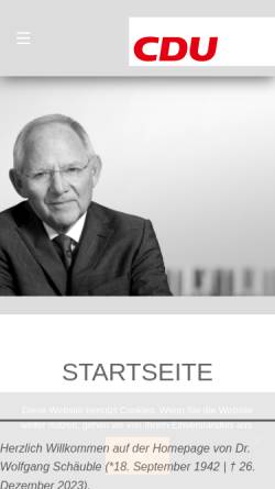 Vorschau der mobilen Webseite www.wolfgang-schaeuble.de, Schäuble, Wolfgang (MdB)