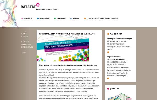 Vorschau von www.ratundtat-bremen.de, Rat und Tat Zentrum für Schwule und Lesben e.V.