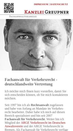 Vorschau der mobilen Webseite www.greupner.de, Rechtsanwalt Sigmar Greupner