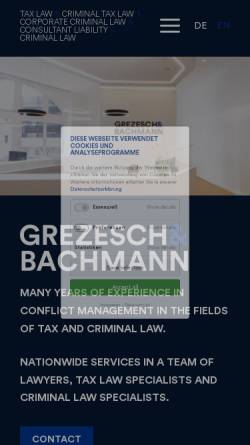 Vorschau der mobilen Webseite www.steuer-strafrecht.de, Rechtsanwälte Grezesch & Bachmann
