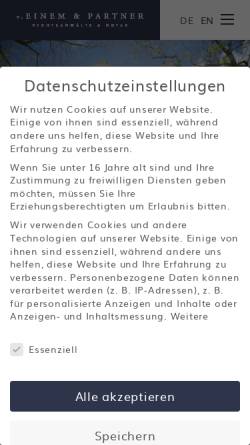 Vorschau der mobilen Webseite www.einem.de, Rechtsanwälte v. Einem & Partner