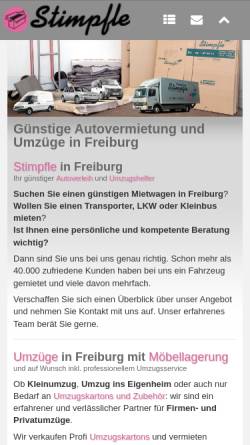 Vorschau der mobilen Webseite www.stimpfle-freiburg.de, Autovermietung & Umzüge Stimpfle