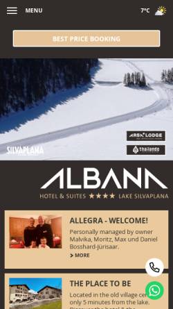 Vorschau der mobilen Webseite www.albana-silvaplana.ch, Hotel Albana