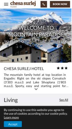 Vorschau der mobilen Webseite www.chesa-surlej.ch, Hotel Chesa Surlej