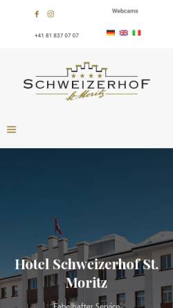 Vorschau der mobilen Webseite www.schweizerhofstmoritz.ch, Hotel Schweizerhof St. Moritz