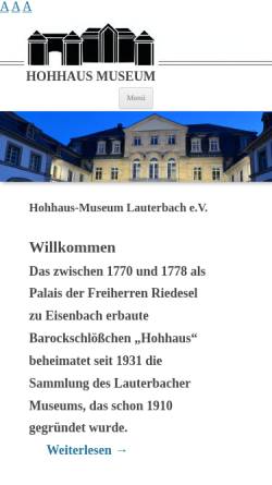 Vorschau der mobilen Webseite www.hohhaus.de, Hohhaus-Museum Lauterbach