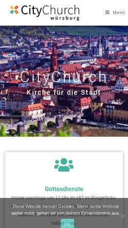 Vorschau der mobilen Webseite citychurch.de, CityChurch Würzburg