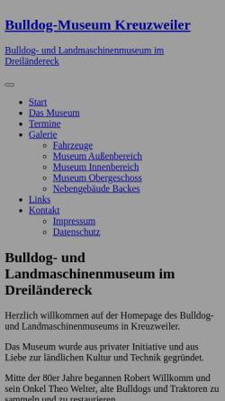 Vorschau der mobilen Webseite www.bulldog-museum-kreuzweiler.de, Bulldogmuseum Kreuzweiler