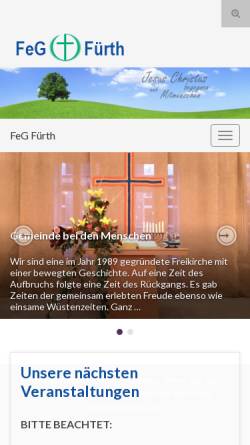 Vorschau der mobilen Webseite fuerth.feg.de, FeG Fürth