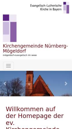 Vorschau der mobilen Webseite www.moegeldorf-evangelisch.de, Ev: Kirchengemeinde Nürnberg-Mögeldorf