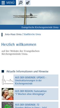 Vorschau der mobilen Webseite unna-evangelisch.ekvw.de, Ev. Kirchengemeinde Unna
