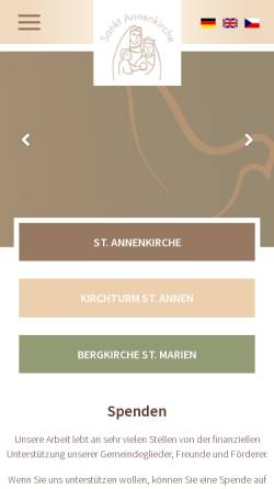 Vorschau der mobilen Webseite www.annenkirche.de, Ev. St. Annenkirchgemeinde