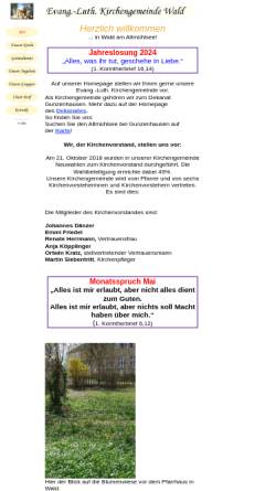 Vorschau der mobilen Webseite www.kirchengemeinde-wald.de, Ev.-Luth. Kirchengemeinde Wald