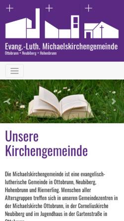 Vorschau der mobilen Webseite www.michaelskirche.de, Ev.-Luth. Michaelskirchengemeinde Ottobrunn