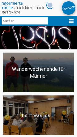 Vorschau der mobilen Webseite www.ref-hirzenbach.ch, Evangelisch-reformierte Kirchgemeinde Zürich-Hirzenbach