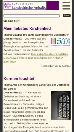 Vorschau der mobilen Webseite www.landeskirche-anhalts.de, Evangelische Kirche Anhalts