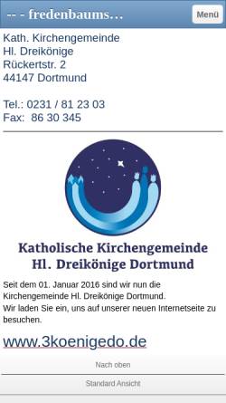 Vorschau der mobilen Webseite www.fredenbaum.de, Pastoralverbund Fredenbaum