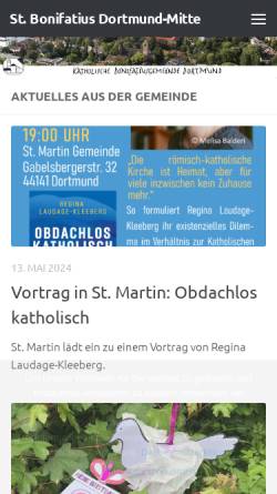 Vorschau der mobilen Webseite www.bonifatius-dortmund.de, Kath. Pfarrei St. Bonifatius Dortmund-Mitte