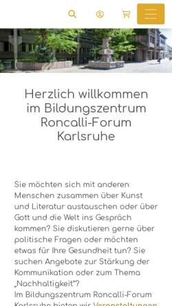 Vorschau der mobilen Webseite www.roncalli-forum.de, Bildungszentrum Karlsruhe und Roncalli-Forum