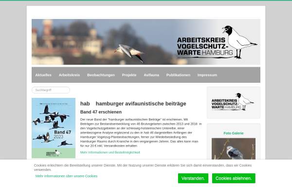 Vorschau von ornithologie-hamburg.de, Arbeitskreis an der Staatlichen Vogelschutzwarte Hamburg (AKVSW-HH)