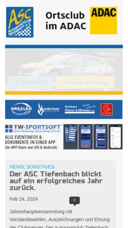 Vorschau der mobilen Webseite www.asc-tiefenbach.de, ASC Tiefenbach
