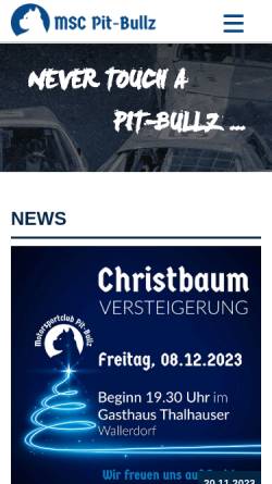 Vorschau der mobilen Webseite pit-bullz.de, Motorsportclub Pit-Bullz Künzing