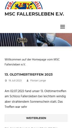 Vorschau der mobilen Webseite www.msc-fallersleben.de, MSC Fallersleben e.V. im ADAC
