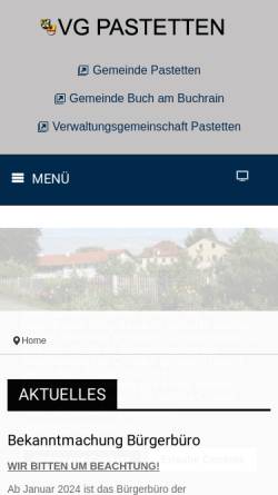 Vorschau der mobilen Webseite www.vg-pastetten.de, Verwaltungsgemeinschaft Pastetten