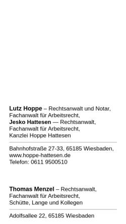 Vorschau der mobilen Webseite www.rechtsanwalt-wiesbaden.de, Andreä, Pfeiffer, Rosa, Westenberger, Scholz, Kanzlei