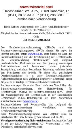 Vorschau der mobilen Webseite www.anwalt-apel.de, Apel Gilbert