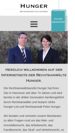 Vorschau der mobilen Webseite www.rechtsanwalt-hunger.de, Hunger Peter