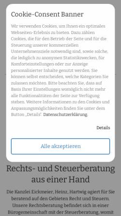 Vorschau der mobilen Webseite www.whv-recht.de, Rechtsanwälte Eickmeier pp