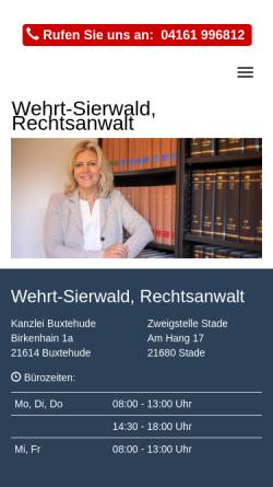Vorschau der mobilen Webseite www.wehrt-hahn.de, Kanzlei Wehrt-Sierwald