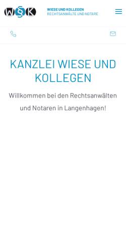 Vorschau der mobilen Webseite wieseundkollegen.de, Wiese & Schmidt