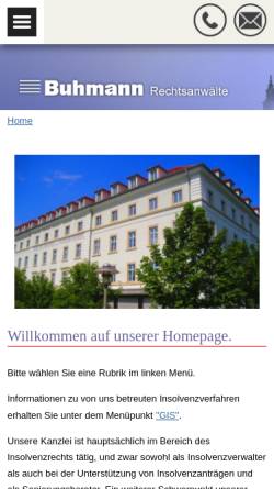 Vorschau der mobilen Webseite www.inso-ra.de, Buhmann Rechtsanwälte