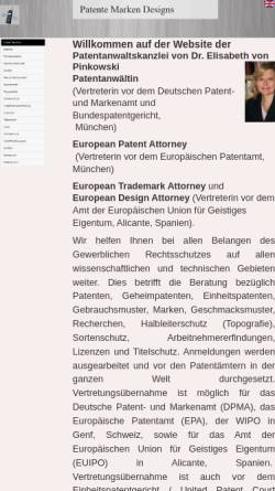 Vorschau der mobilen Webseite www.von-pinkowski.de, Patentanwaltskanzlei Dr. von Pinkowski