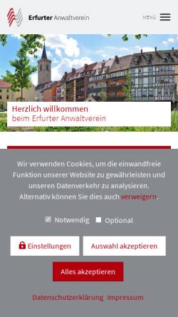 Vorschau der mobilen Webseite erfurter-anwaltverein.de, Erfurter Anwaltverein e.V.