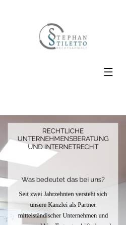 Vorschau der mobilen Webseite www.ra-stiletto.de, Stiletto & Wilhelm, Rechtsanwälte