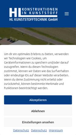 Vorschau der mobilen Webseite www.hl-kunststofftechnik.de, HL Kunststofftechnik GmbH