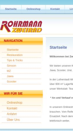 Vorschau der mobilen Webseite www.zweirad-rohrmann.de, Zweirad Rohrmann