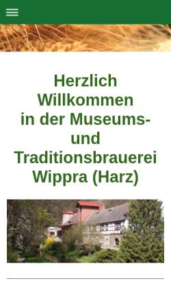 Vorschau der mobilen Webseite www.wippraer-bier.de, Museums- und Traditionsbrauerei Wippra/ Harz