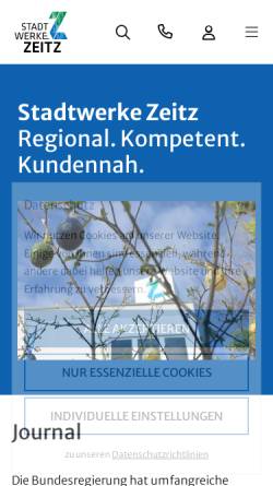 Vorschau der mobilen Webseite www.stadtwerke-zeitz.de, Stadtwerke Zeitz GmbH
