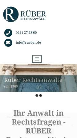 Vorschau der mobilen Webseite rueber.de, Rüber Rechtsanwälte Steuerberater GbR