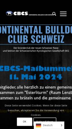Vorschau der mobilen Webseite cbcs.ch, Continental Bulldog Club Schweiz