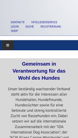 Vorschau der mobilen Webseite www.ihv-online.de, IHV Internationaler Hunde Verein e.V.