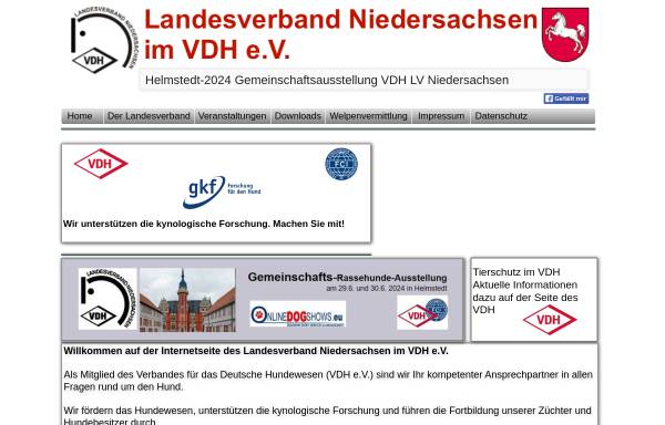 Vorschau von www.vdh-landesverband-niedersachsen.de, Landesverband Niedersachsen im VDH