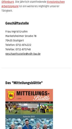 Vorschau der mobilen Webseite www.vdhbw.de, VDH Landesverband Baden-Württemberg