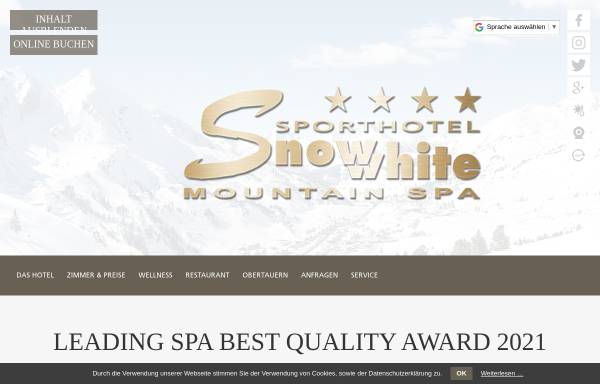 Vorschau von www.snowwhite.at, Webcam Hotel Snowwhite Obertauern