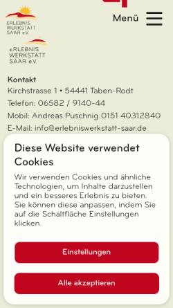 Vorschau der mobilen Webseite www.erlebniswerkstatt-saar.de, Erlebniswerkstatt Saar